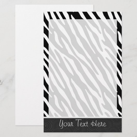 Zwarte en witte zebrastripes briefpapier (Voorkant / Achterkant)