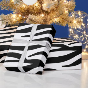 Zwarte en witte Zebrastripes Cadeaupapier