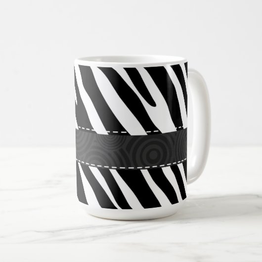 Zwarte en witte zebrastripes koffiemok (Voorkant rechts)