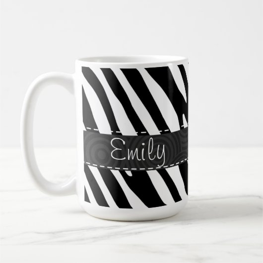 Zwarte en witte zebrastripes koffiemok (Links)