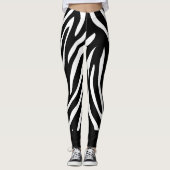 Zwarte en witte zebrastripes met vaste vaste vaste leggings (Voorkant)