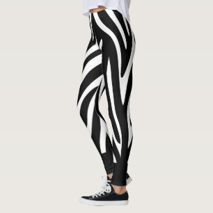Zwarte en witte zebrastripes met vaste vaste vaste leggings