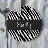 Zwarte en witte zebrastripes ronde button 6,0 cm (In situ)