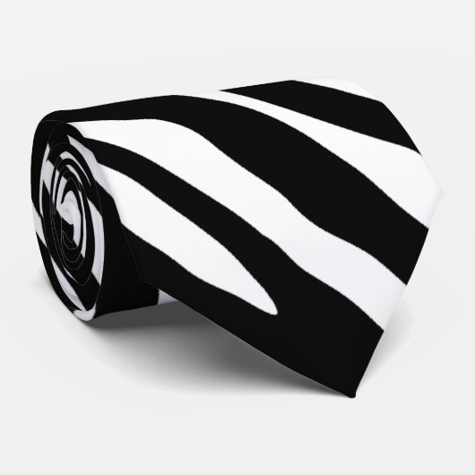 Zwarte en witte zebrastripes stropdas (Opgerold)