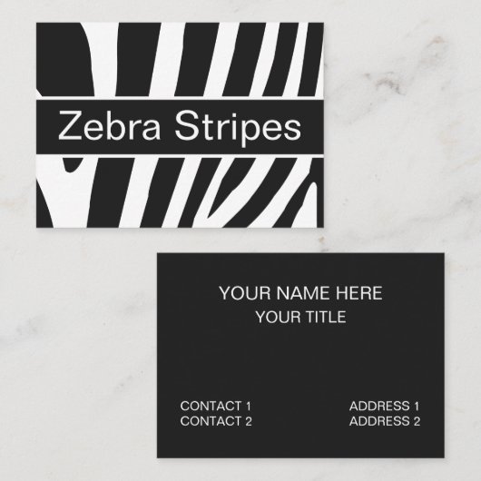 Zwarte en witte Zebrastripes Visitekaartje (Voorkant / Achterkant)
