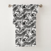Zwarte en witte zebrastrips, handdoekset