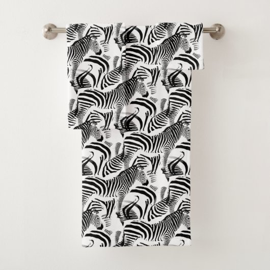 Zwarte en witte zebrastrips, handdoekset bad handdoek (Insitu)