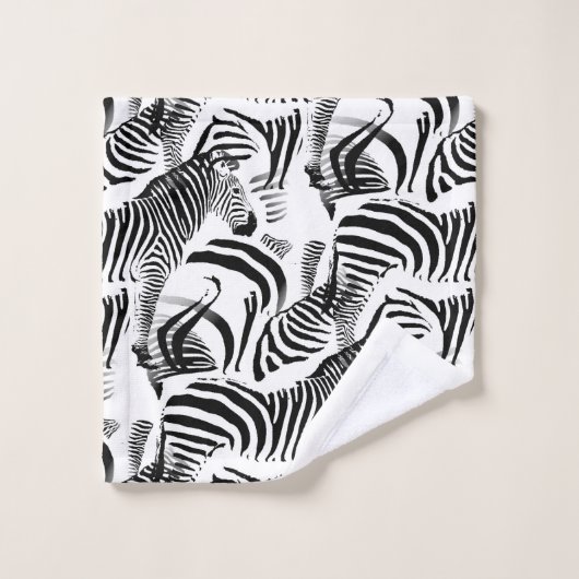 Zwarte en witte zebrastrips, handdoekset bad handdoek (Wasdoekje)