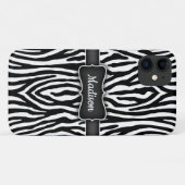 Zwarte en witte zebrastrips met naamplaat Case-Mate iPhone case (Achterkant (horizontaal))