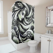 Zwarte en witte zeemeermin -  elegantie douchegordijn (In situ)