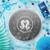 Zwarte en witte zeepaardjes zogende Borden van pap Papieren Bordje (Feest)