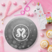 Zwarte en witte zeepaardjes zogende Borden van pap Papieren Bordje (Feest)