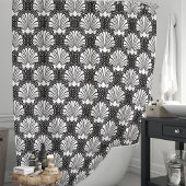 Zwarte en witte zeeschelp kust douchegordijn