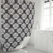 Zwarte en witte zeeschelp kust douchegordijn