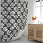 Zwarte en witte zeeschelp kust douchegordijn