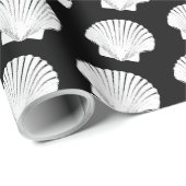 Zwarte en Witte Zeeschelpen Cadeaupapier (Rol Hoek)
