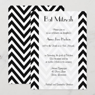 Zwarte en witte zigzag Patroon, Bat Mitzvah Kaart