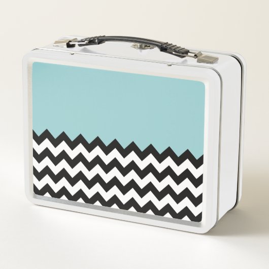 Zwarte en witte zigzag Patroon, Chevron, blauw (Achterkant)