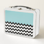 Zwarte en witte zigzag Patroon, Chevron, blauw (Voorkant)