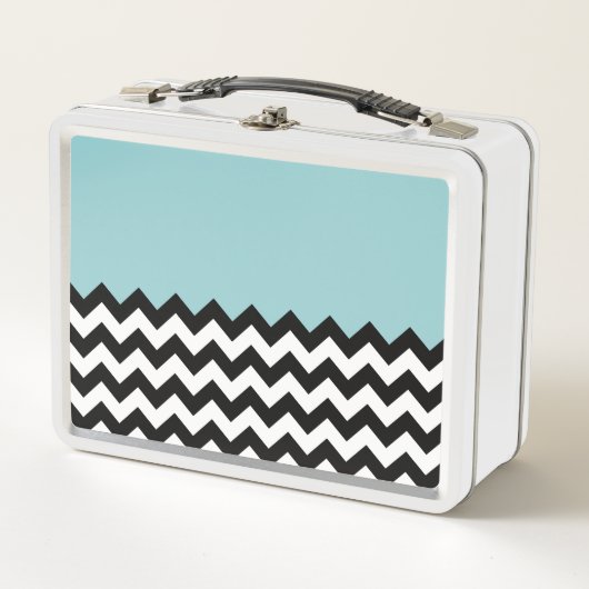 Zwarte en witte zigzag Patroon, Chevron, blauw (Voorkant)