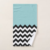 Zwarte en witte zigzag Patroon, Chevron, blauw Bad Handdoek (Handdoek)