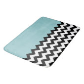 Zwarte en witte zigzag Patroon, Chevron, blauw Badmat (Gekanteld)