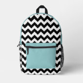 Zwarte en witte zigzag Patroon, Chevron, blauw Bedrukte Rugzak (Voorkant)