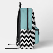 Zwarte en witte zigzag Patroon, Chevron, blauw Bedrukte Rugzak (Links)