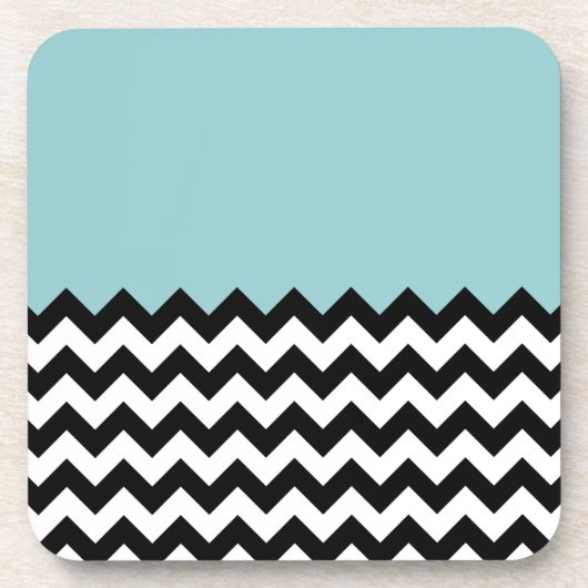Zwarte en witte zigzag Patroon, Chevron, blauw Bier Onderzetter (Voorkant)