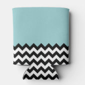 Zwarte en witte zigzag Patroon, Chevron, blauw Blikjeskoeler (Achterkant)