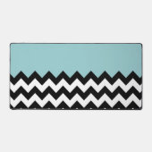 Zwarte en witte zigzag Patroon, Chevron, blauw Bureaumat (Voorkant)
