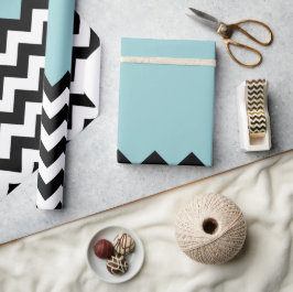 Zwarte en witte zigzag Patroon, Chevron, blauw Cadeaupapier