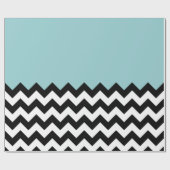 Zwarte en witte zigzag Patroon, Chevron, blauw Cadeaupapier (Vlak)