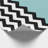 Zwarte en witte zigzag Patroon, Chevron, blauw Cadeaupapier (Hoek)