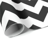 Zwarte en witte zigzag Patroon, Chevron, blauw Cadeaupapier (Rol Hoek)