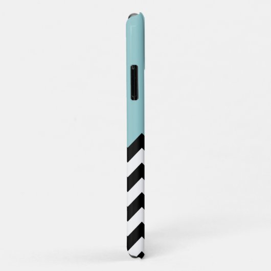 Zwarte en witte zigzag Patroon, Chevron, blauw Case-Mate iPhone Case (Achterkant/rechts)