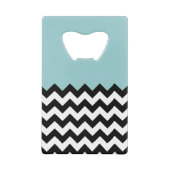 Zwarte en witte zigzag Patroon, Chevron, blauw Creditkaart Flessenopener (Achterkant)