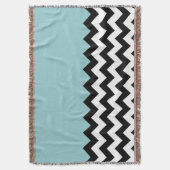 Zwarte en witte zigzag Patroon, Chevron, blauw Deken (Voorkant Verticaal)