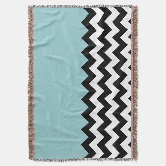 Zwarte en witte zigzag Patroon, Chevron, blauw Deken (Voorkant Verticaal)