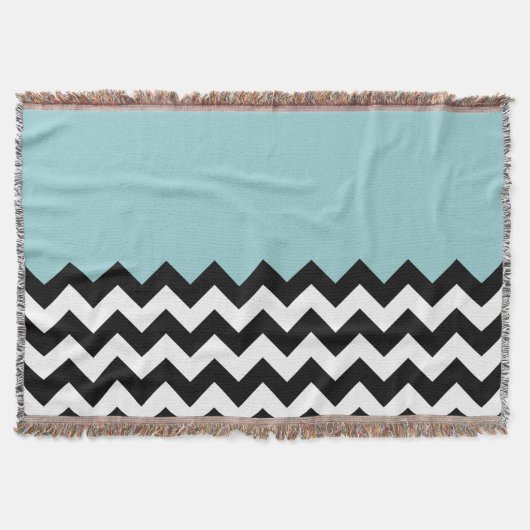 Zwarte en witte zigzag Patroon, Chevron, blauw Deken (Voorkant)