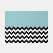 Zwarte en witte zigzag Patroon, Chevron, blauw Deurmat (Voorkant)