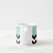Zwarte en witte zigzag Patroon, Chevron, blauw Espresso Kop (Achterkant)
