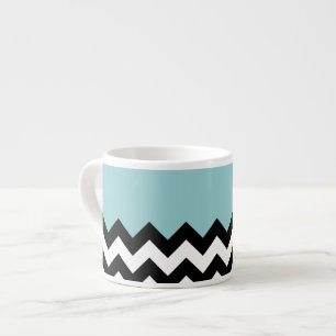 Zwarte en witte zigzag Patroon, Chevron, blauw Espresso Kop