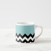 Zwarte en witte zigzag Patroon, Chevron, blauw Espresso Kop (Rechts)