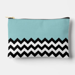 Zwarte en witte zigzag Patroon, Chevron, blauw Etui