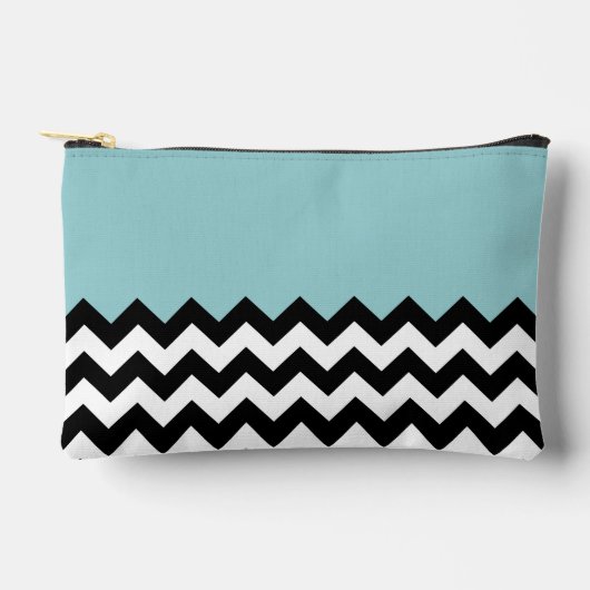 Zwarte en witte zigzag Patroon, Chevron, blauw Etui (Voorkant)