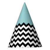 Zwarte en witte zigzag Patroon, Chevron, blauw Feesthoedjes (Voorkant)