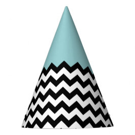 Zwarte en witte zigzag Patroon, Chevron, blauw Feesthoedjes
