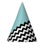 Zwarte en witte zigzag Patroon, Chevron, blauw Feesthoedjes (Links)