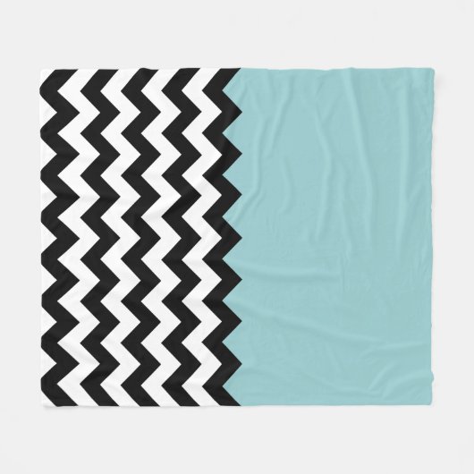 Zwarte en witte zigzag Patroon, Chevron, blauw Fleece Deken (Voorkant (Horizontaal))